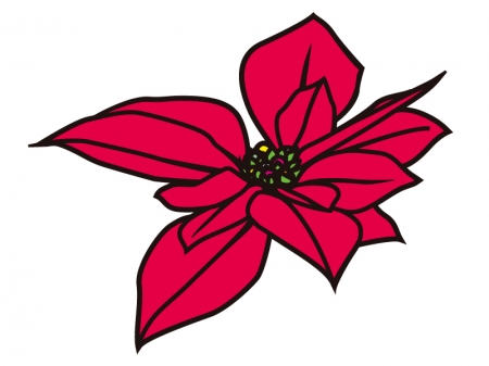 赤いポインセチアの花びらのイラスト