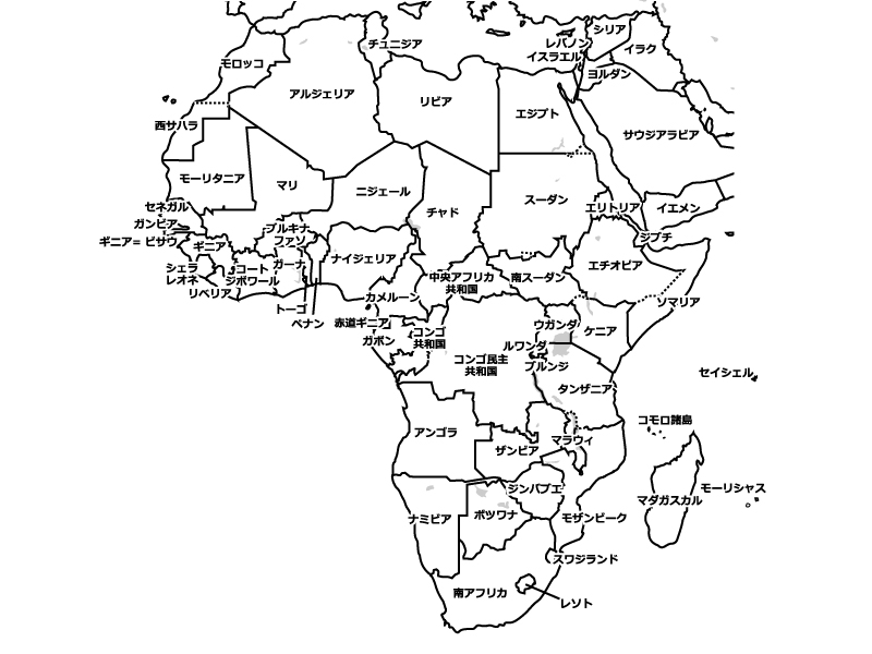 アフリカ大陸の白地図イラスト素材