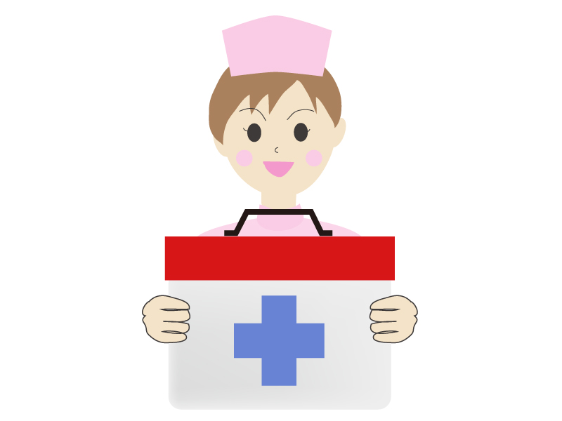救急箱を持っている女性の看護師さんのイラスト