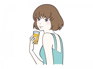 ジュース ドリンクを飲む女性のイラスト イラスト無料 かわいい