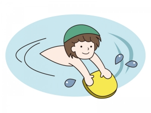 ビート板につかまって泳ぐ少年のイラスト イラスト無料 かわいいテンプレート