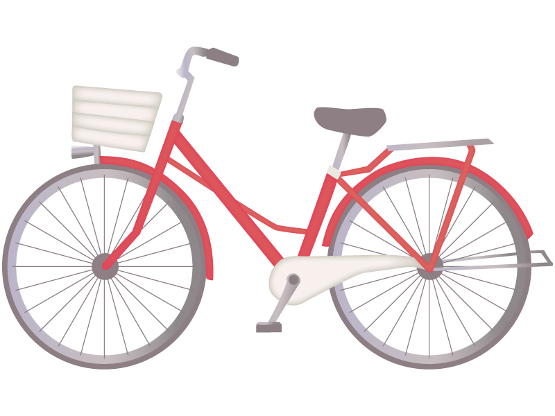 鮮やかな赤色の自転車のイラスト