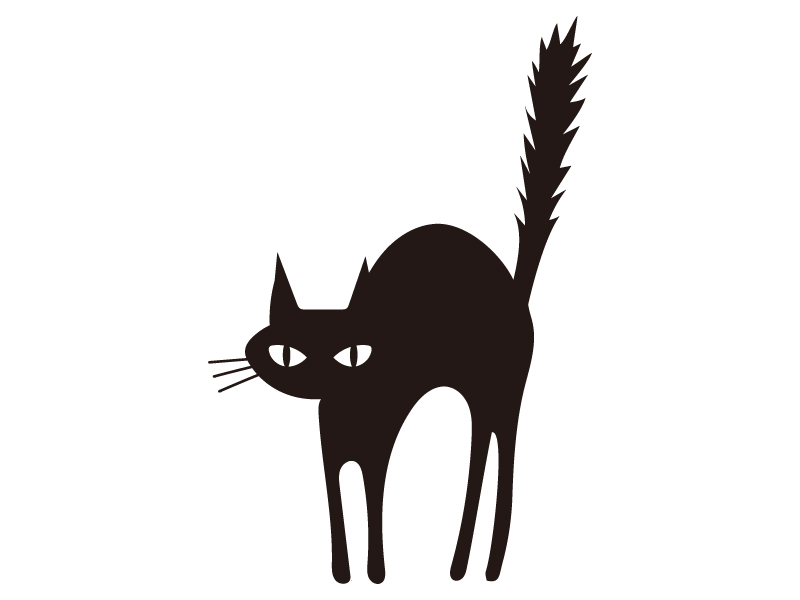 黒猫・ハロウィンのシルエットイラスト