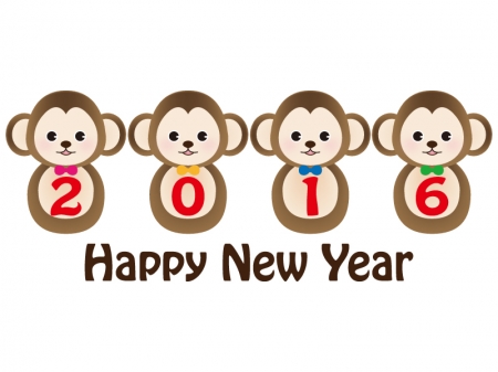 カレンダー カレンダー 2015 月曜始まり : 匹のお猿さんと「2016 Happy New ...