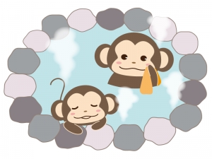 温泉に入るお猿さんのイラスト02 イラスト無料 かわいいテンプレート