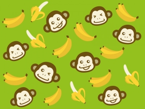 たくさんのバナナとお猿さんのイラスト イラスト無料 かわいいテンプレート