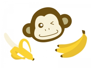 お猿さんの顔とバナナのイラスト イラスト無料 かわいいテンプレート
