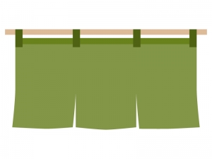 緑色の暖簾 のれん のイラスト イラスト無料 かわいいテンプレート