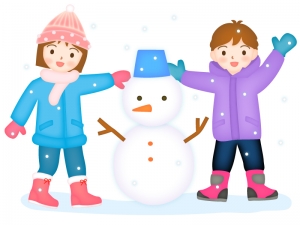 雪だるまを作る子供達のイラスト イラスト無料 かわいいテンプレート