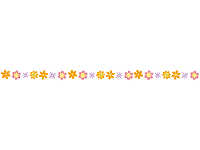 カラフルな小花のライン・線イラスト02
