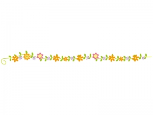 カラフルな小花と草 ツタのライン 線イラスト イラスト無料 かわいいテンプレート