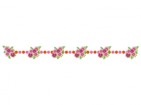 ピンク色のコスモス（秋桜）のライン・線イラスト02