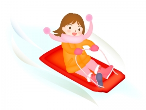 そり滑りをしている女の子のイラスト イラスト無料 かわいいテンプレート