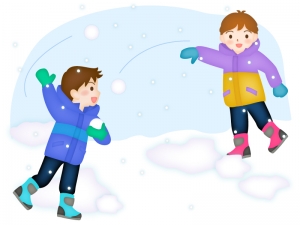 雪合戦して遊ぶ子供達のイラスト イラスト無料 かわいいテンプレート