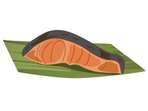 焼き魚 朝食の焼き鮭のイラスト イラスト無料 かわいいテンプレート