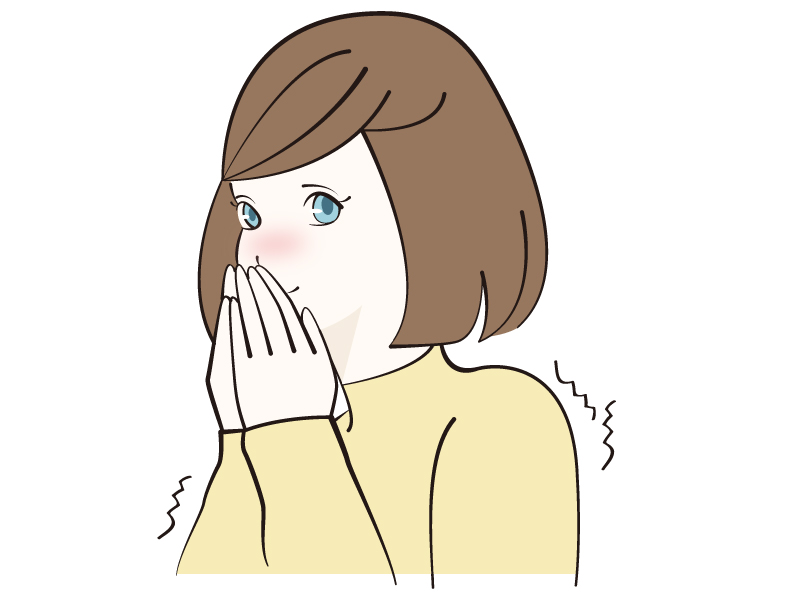 寒くて息で手を温めている女性のイラスト イラスト無料 かわいいテンプレート