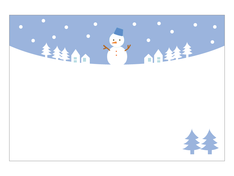 文字無し・雪だるまの寒中見舞いテンプレートイラスト06