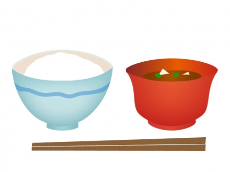 和食・ごはんとお味噌汁のイラスト
