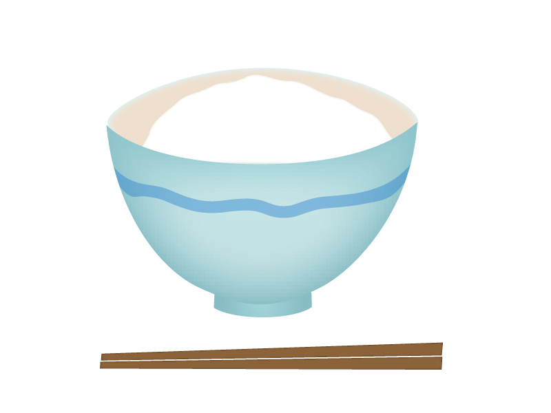 茶碗に盛られた一杯のごはんのイラスト