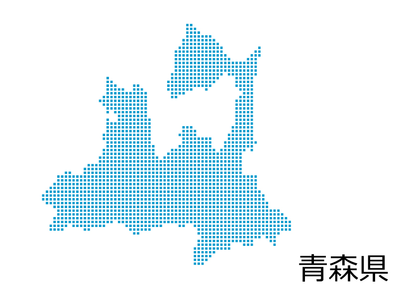 青森県・四角ドットのデザイン地図のイラスト