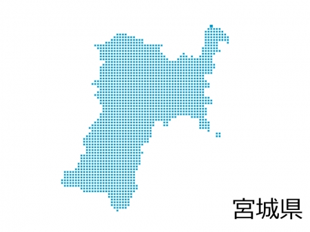 宮城県・四角ドットのデザイン地図のイラスト