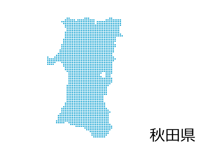 秋田県・四角ドットのデザイン地図のイラスト