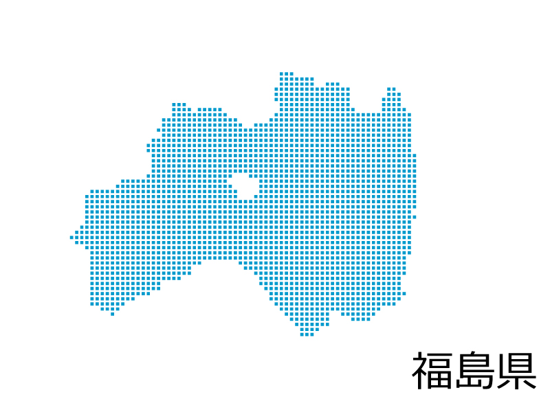 福島県・四角ドットのデザイン地図のイラスト