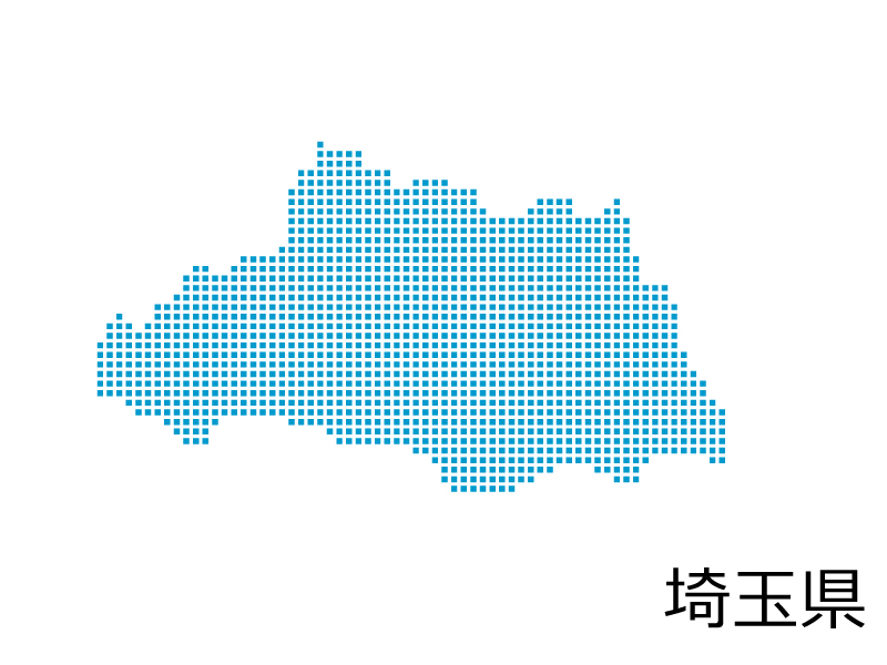 埼玉県・四角ドットのデザイン地図のイラスト