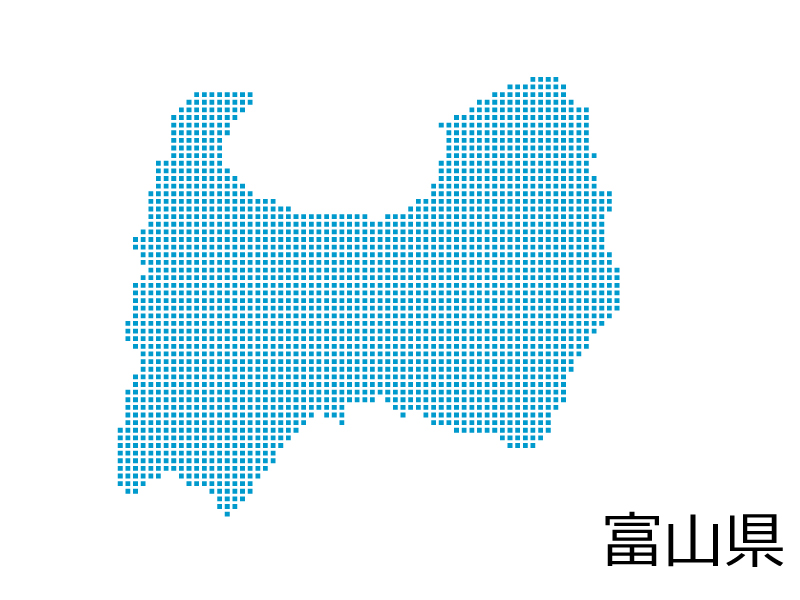 富山県・四角ドットのデザイン地図のイラスト