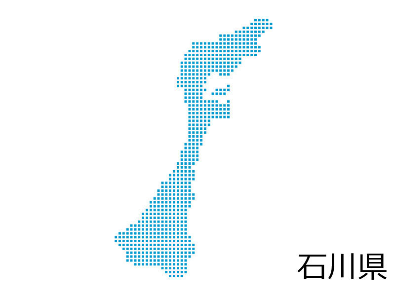 石川県・四角ドットのデザイン地図のイラスト