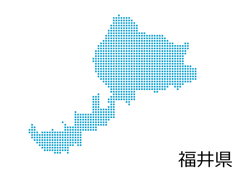 福井県・四角ドットのデザイン地図のイラスト