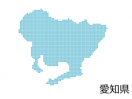 愛知県・四角ドットのデザイン地図のイラスト