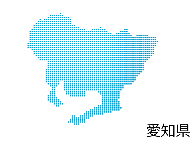 愛知県・四角ドットのデザイン地図のイラスト