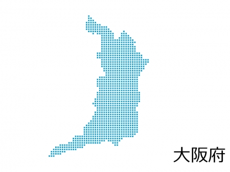 大阪府・四角ドットのデザイン地図のイラスト