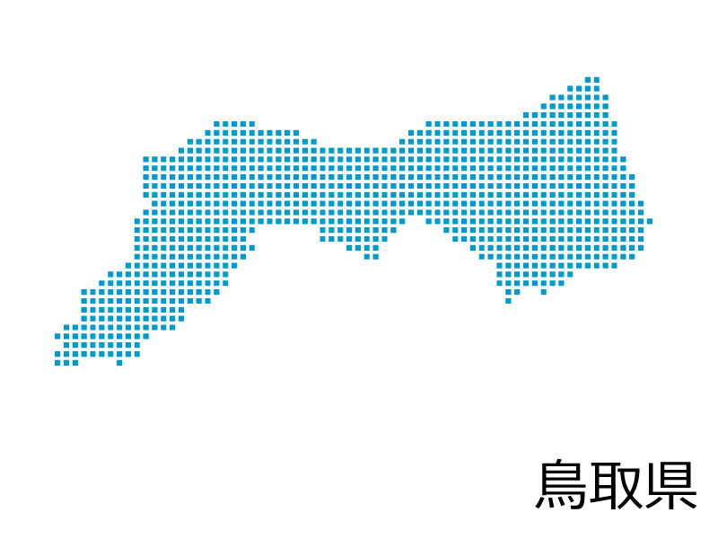 鳥取県・四角ドットのデザイン地図のイラスト