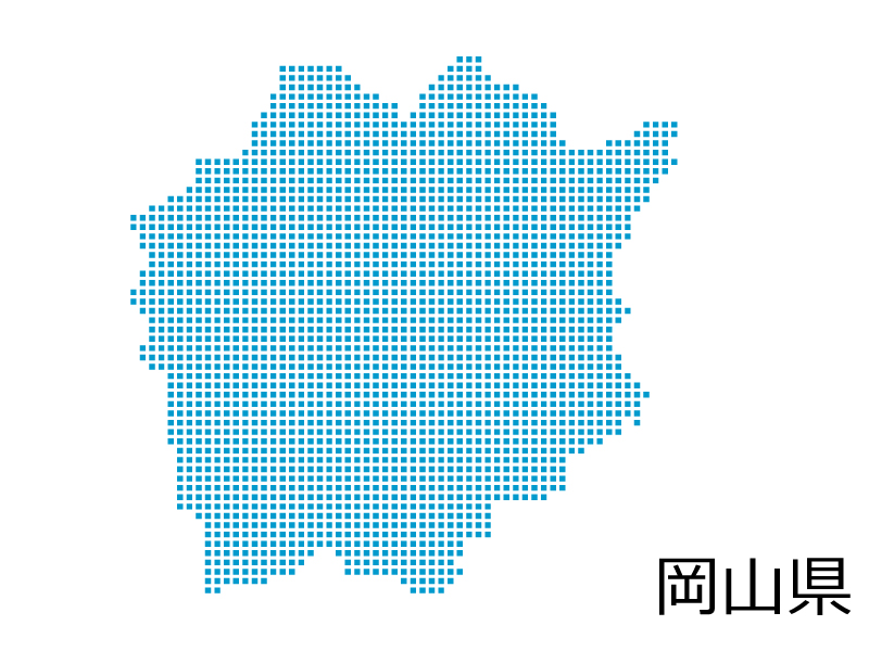 岡山県・四角ドットのデザイン地図のイラスト