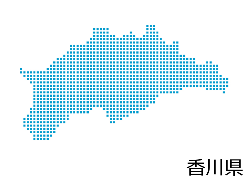 香川県・四角ドットのデザイン地図のイラスト