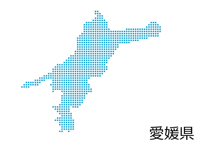 愛媛県・四角ドットのデザイン地図のイラスト