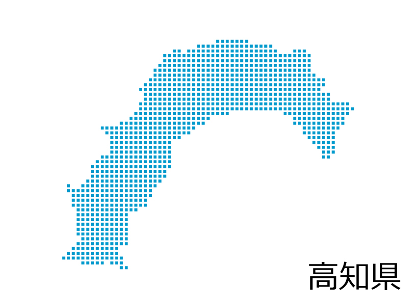 高知県・四角ドットのデザイン地図のイラスト