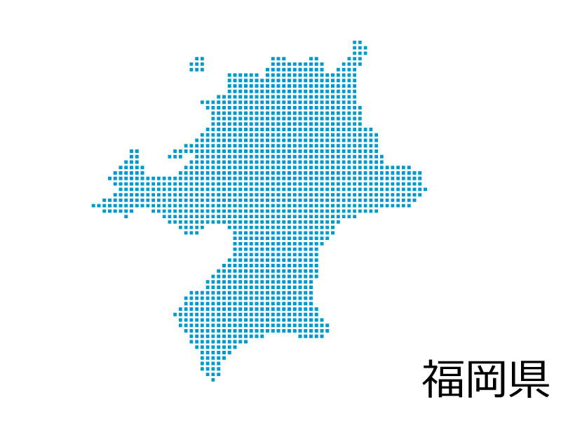 福岡県・四角ドットのデザイン地図のイラスト