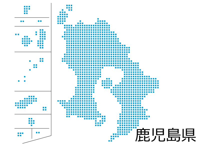 鹿児島県 四角ドットのデザイン地図のイラスト イラスト無料 かわいいテンプレート