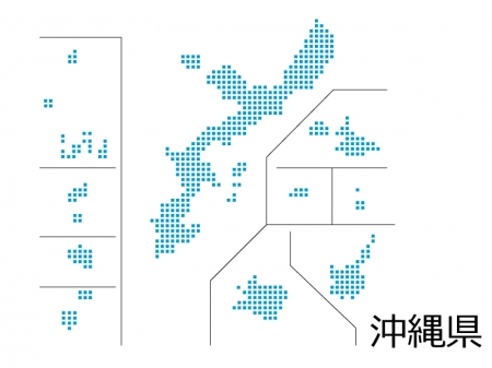沖縄県・四角ドットのデザイン地図のイラスト