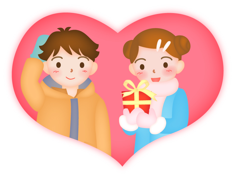 バレンタインをイメージした男の子と女の子のイラスト