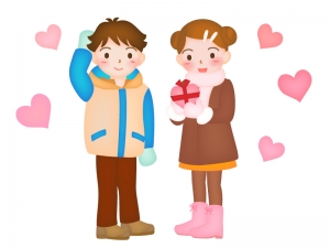 バレンタインをイメージした男の子と女の子のイラスト02 イラスト無料 かわいいテンプレート バレンタインをイメージした男の子と女の子のイラスト02 イラスト無料 かわいいテンプレート