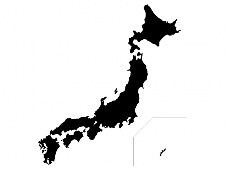 白黒シルエットの日本地図（ベクターデータ）のイラスト