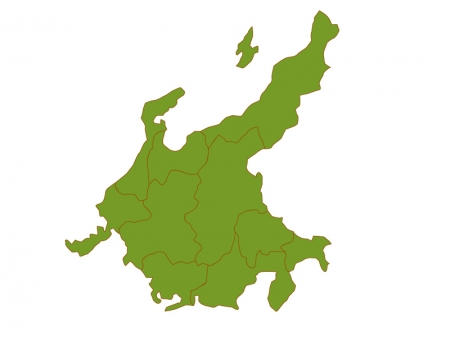 中部地方の地図（ベクターデータ）のイラスト