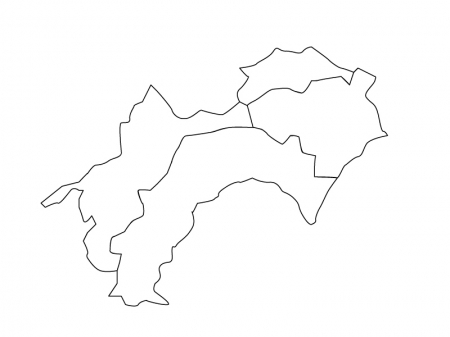 四国地方の白地図（ベクターデータ）のイラスト