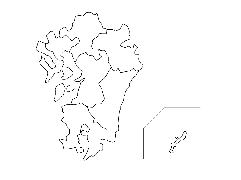 九州・沖縄地方の白地図（ベクターデータ）のイラスト