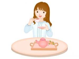 紅茶 ティーを飲む女性のイラスト イラスト無料 かわいいテンプレート