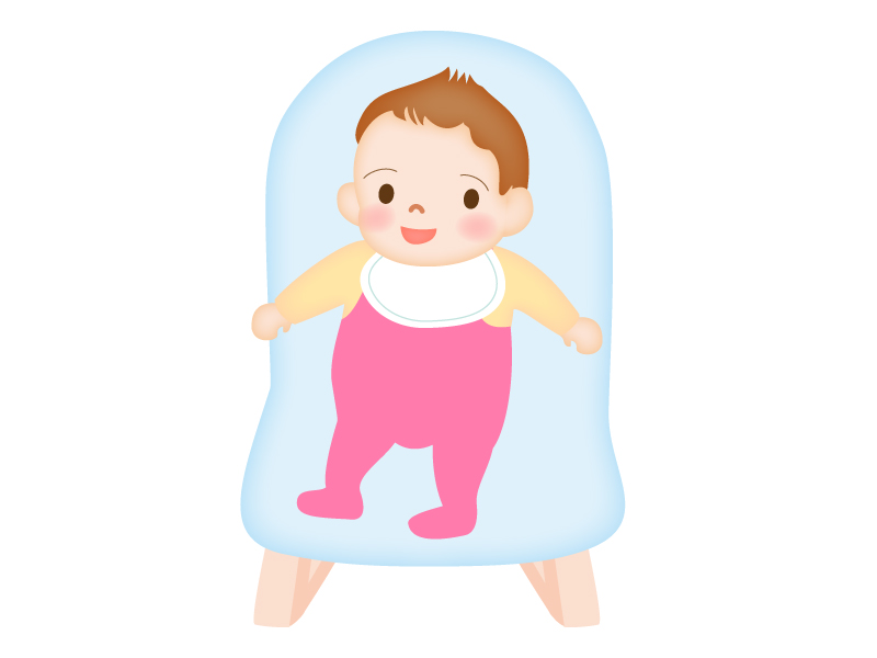 椅子に座って笑っている赤ちゃんのイラスト